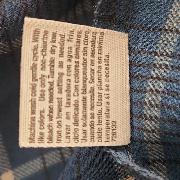 Ana, Women's M, Navy Sheer Plaid Top with Short Elastic Sleeves & Bottom - Picture 7 of 7